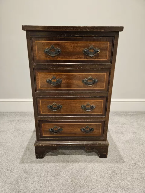 Small 4 Drawer Mahogany Dark Wood Chest of Drawers