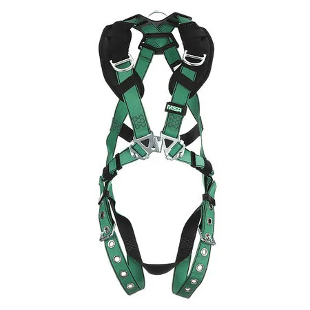 Msa Safety 10197219 Full Body Harness, Vest Style, M, Nylon, Green