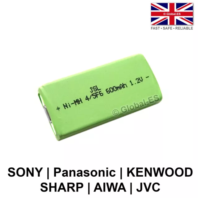 Sony Panasonic Aiwa MD/CD Walkman Minidisc Gumstick Battery 4/5F6 - 1.2V 600mAh