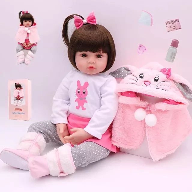 19" Reborn Dolls Handmade Baby Realistic Soft Silicone Vinyl Newborn Xmas Gifts