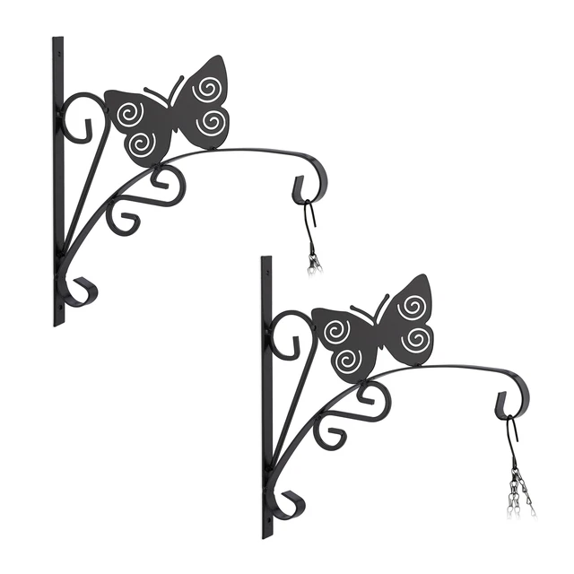 Relaxdays Blumenampel-Halterung 2er Set Mit Schnecken-Motiv – Dekorative Wandhalterung Aus Eisen Für Hängepflanzen, Schwarz