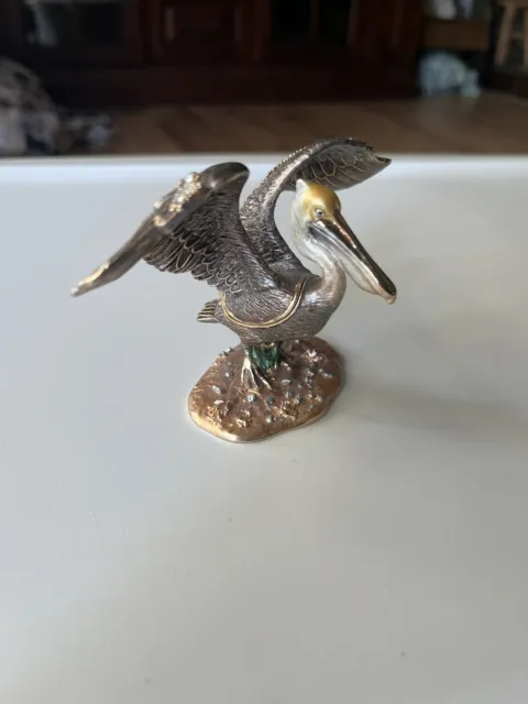 Nobility Pelican Bejeweled Trinket Box Vhtf Great Condition