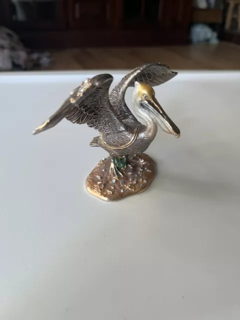 Nobility Pelican Bejeweled Trinket Box Vhtf Great Condition