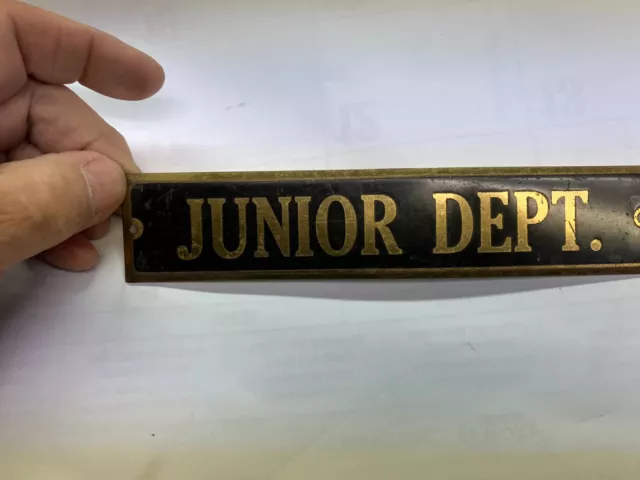 Antique Junior Department Sold Brass Sign From F.w. Woolworths Department Store