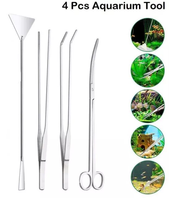 Aquarium Scissor Tool Aquatic Plant Tweezers Aquascaping Fish Tank Kit Set UK