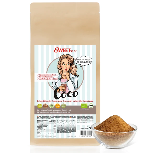 Zucchero di fiori di cocco biologico 2 kg dolcezza naturale fine caramello-vaniglia nota vegana