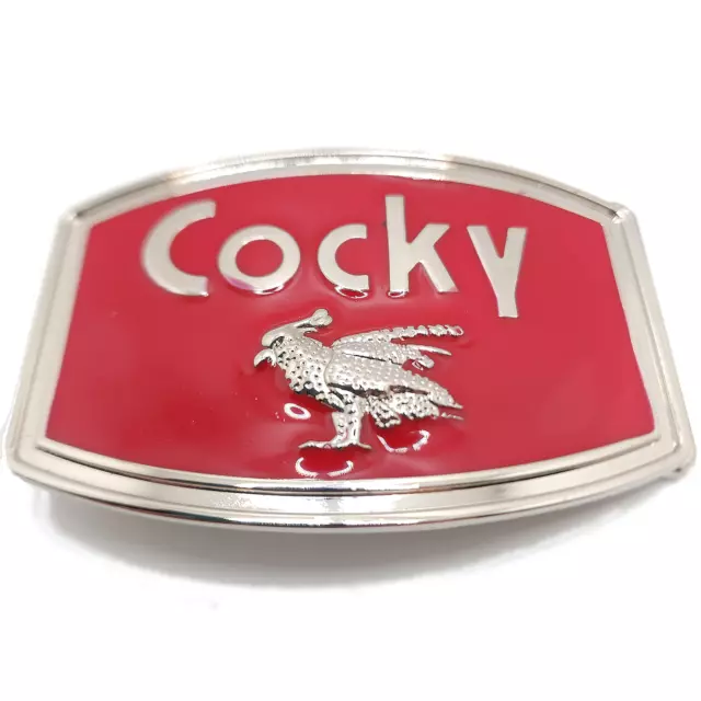 Funny Cocky Rooster Belt Buckle Red Enamel