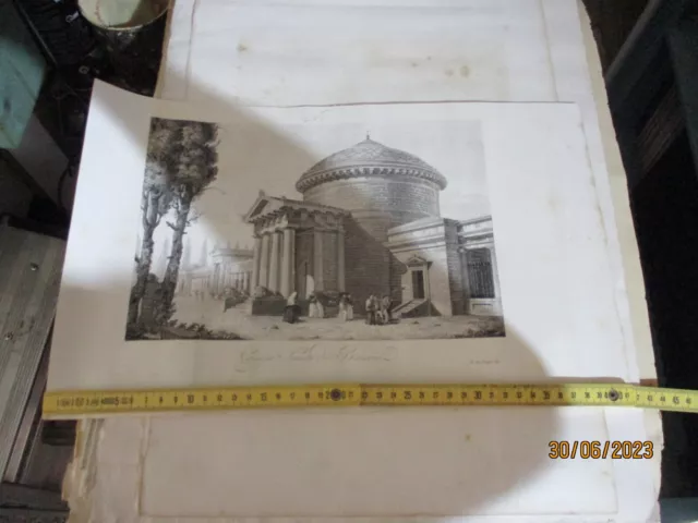 Campo Santo de Brescia - A. De Vegni Inc. Grabado Original Media 800