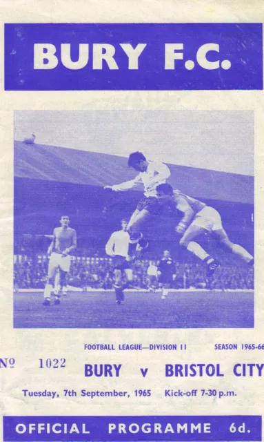 Bury v Bristol City 1965/66 Division 2