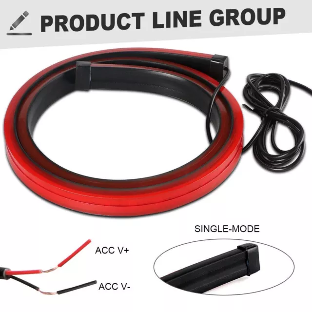 1M Red LED Car High Mount Third Brake Stop Rear Tail Light Bar Strip Universal