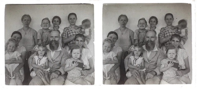 Famille Photo Amateur A13 Plaque de verre Stereo Vintage c1930