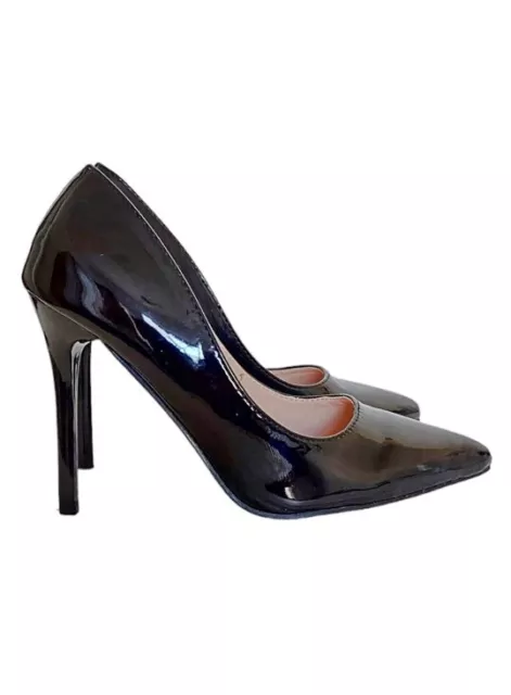 Décolleté Donna Lucido 11cm Scarpe a Punta Nere Tacchi Spillo Eleganti 37 EU