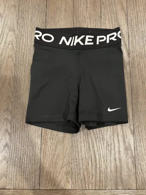 Womens Nike Pro Black Spandex Running Compression Shorts XS White