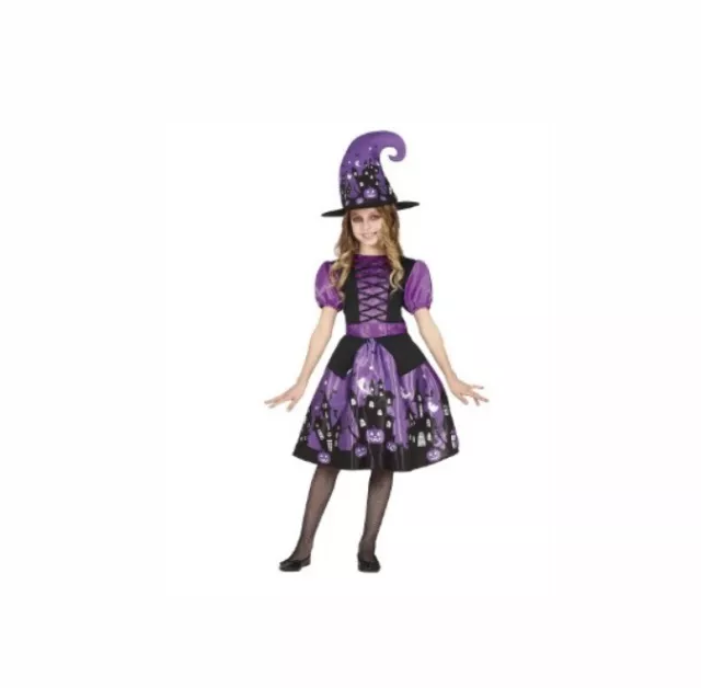 Costume Streghetta Halloween Carnevale Guirca Vestito Strega Bimba Witch 3/4 Ann