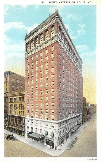 St Louis, MO Missouri   HOTEL MAYFAIR & Street View~Reids  ca1920's Postcard