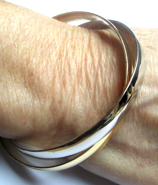 Bracelet Jonc En Cuivre Jaune Incrusté De Nacre - Bijou Vintage N°252