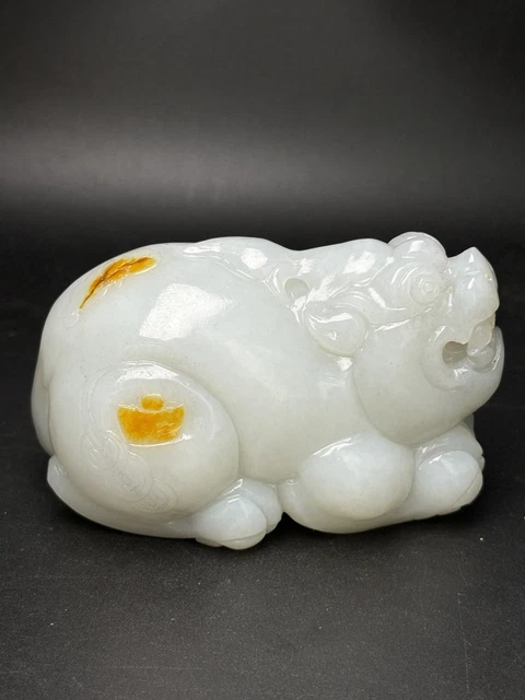 Chinese Exquisite Handmade Brave Troops carving Hetian Jade Statue