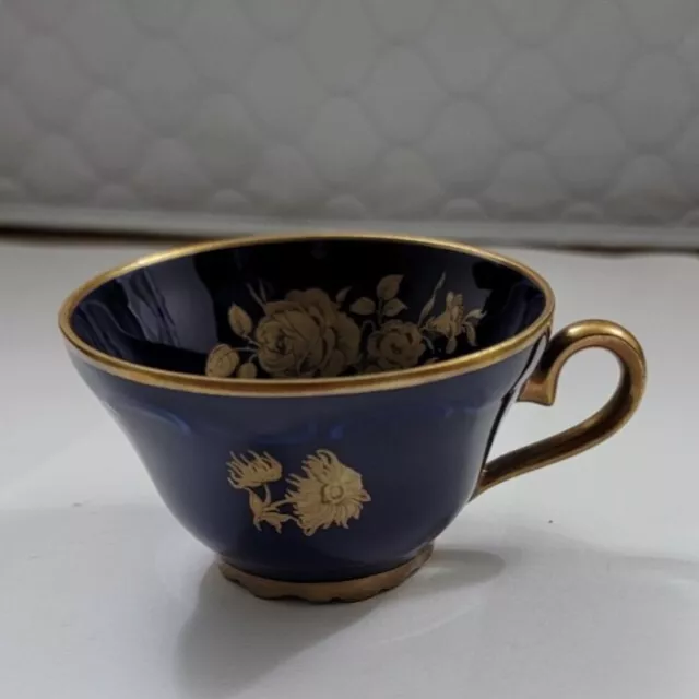 Vintage Echt Cobalt Bareuther Waldsassen Tea Cup 22k Gold Trim