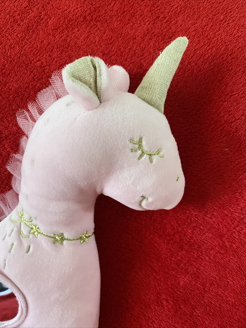 🇫🇷Doudou Peluche Licorne Hochet Rose Etoile Dore Miroir Mots D Enfants Neuf 2