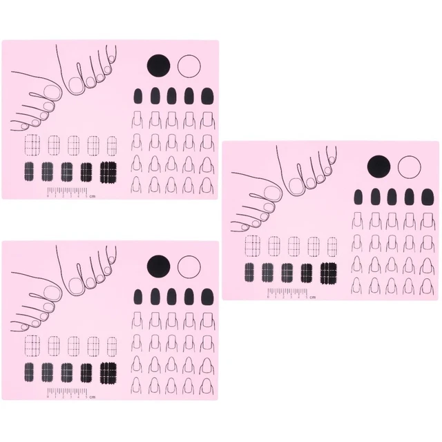 3 piezas Almohadilla de silicona para manicura Alfombra Pegatina para uñas Guía Herramientas Dije