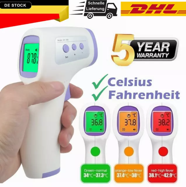 Digital Fieberthermometer Infrarot LCD Thermometer Stirnthermometer Kontaktlos