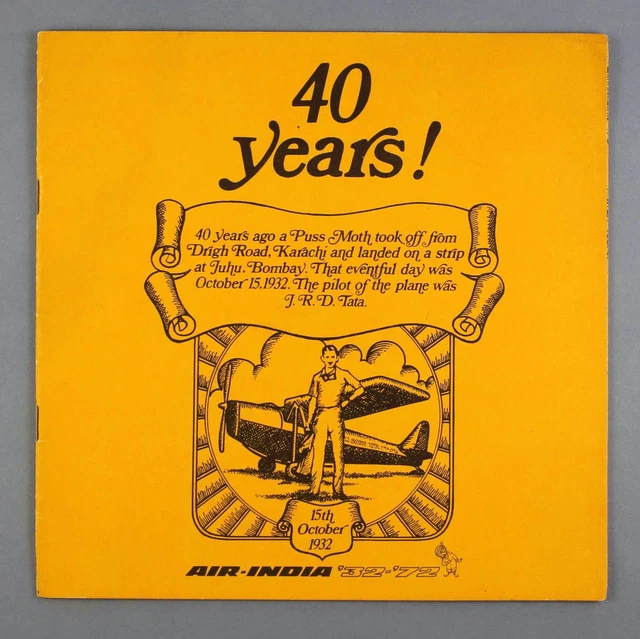Air India - 40 Years Vintage Airline Brochure 1932 - 1972 Ai
