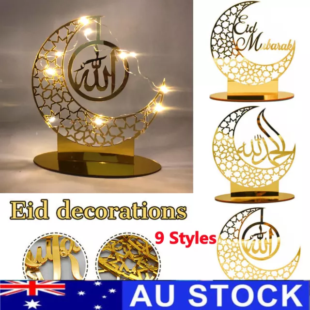 EID Mubarak Ramadan Muslim Acrylic Moon Star LED Light Table Home Party Decor AU