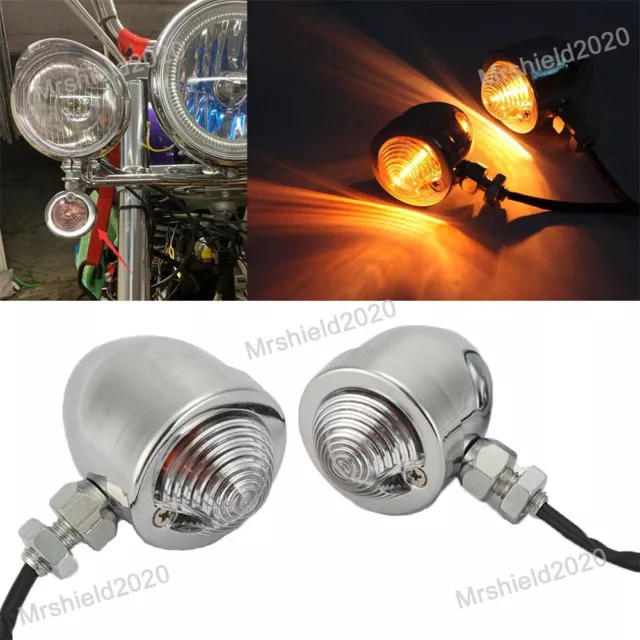 2x Motorcycle Bullet Turn Signals Tail Lights For Harley Dyna Super Wide Glide