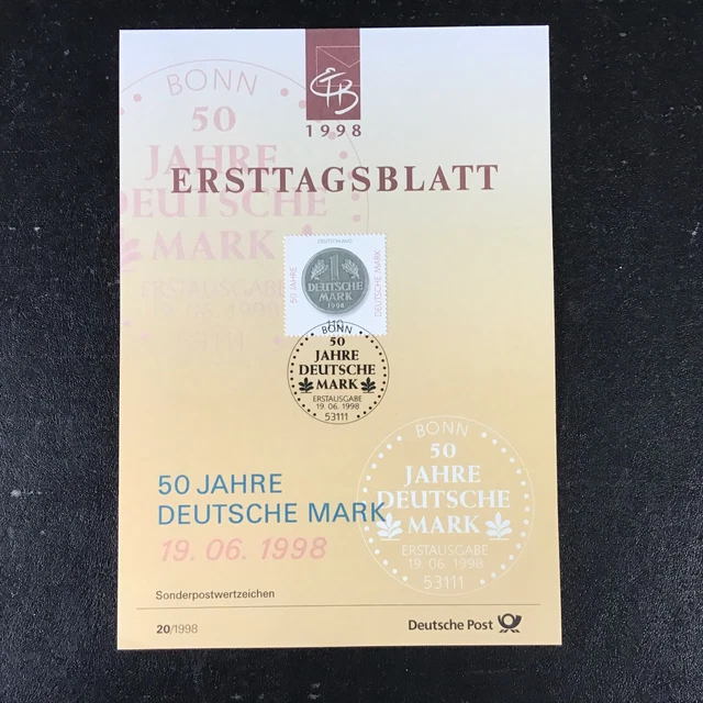 Bund: ETB 20/1998 - Mi.-Nr. 1996 - 50 Jahre Deutsche Mark