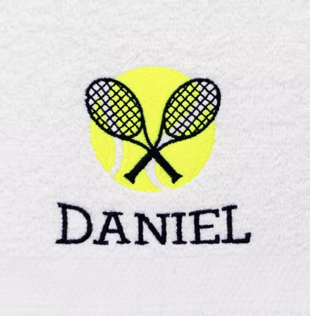 Personalized Tennis Ball & Rackets Custom Embroidered Bath Towel 3-Piece Set New
