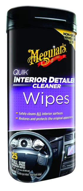 Meguiar's Quik Interior Detailer Cleaner Wipes, G13600, 30 Wipes 