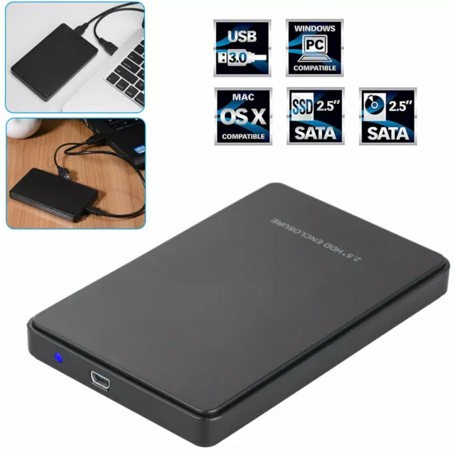 External Hard Drive Case 2TB USB 3.0 Portable Disk Enclosure 2.5" HDD Sata SSD