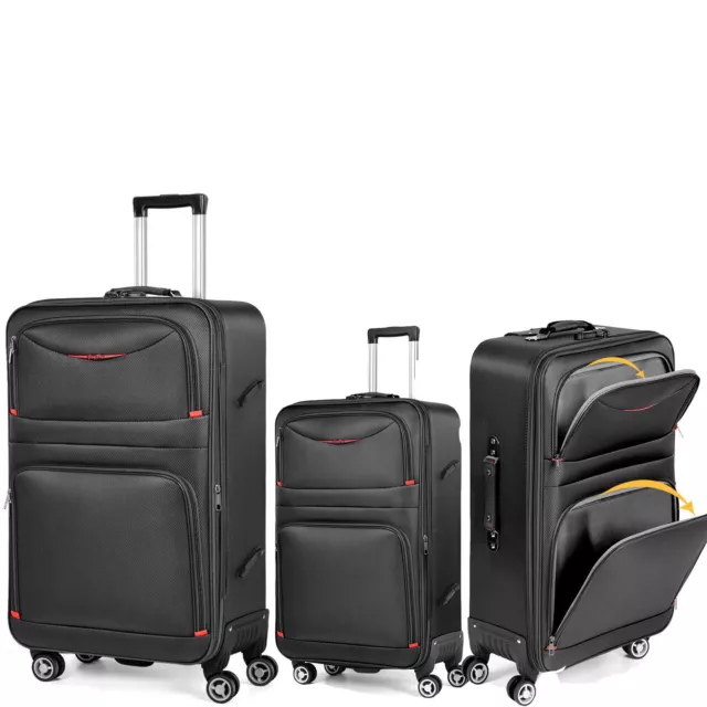 Luggage Set 3pcs Softside Expandable Lightweight Durable Suitcase Spinner Wheels