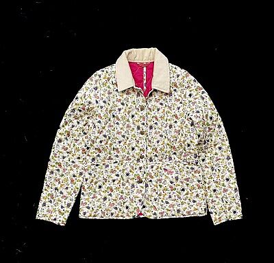 Girls Beige Floral BARBOUR quilted Jacket Size XL age 12/13 Years
