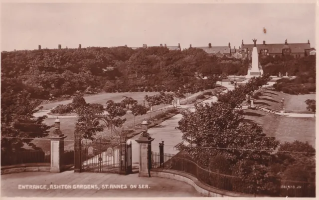 Antique Postcard - Ashton Gardens, St Anne's on Sea, Lancashire - c1928 RP