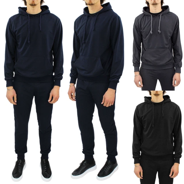 Tuta Uomo Cotone Leggero Felpa con Cappuccio Pantaloni Sportivi Primaverile