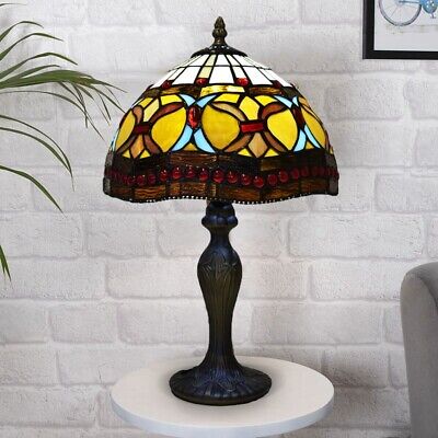 Lampada da tavolo stile Tiffany vetro colorato fatta a mano luce comodino lampade da scrivania Regno Unito
