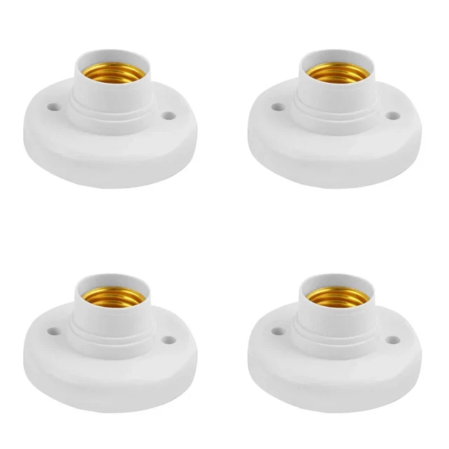 4X WANDFASSUNG E27 Lampenfassung Sockel LED Kunststoff Deckenfassung