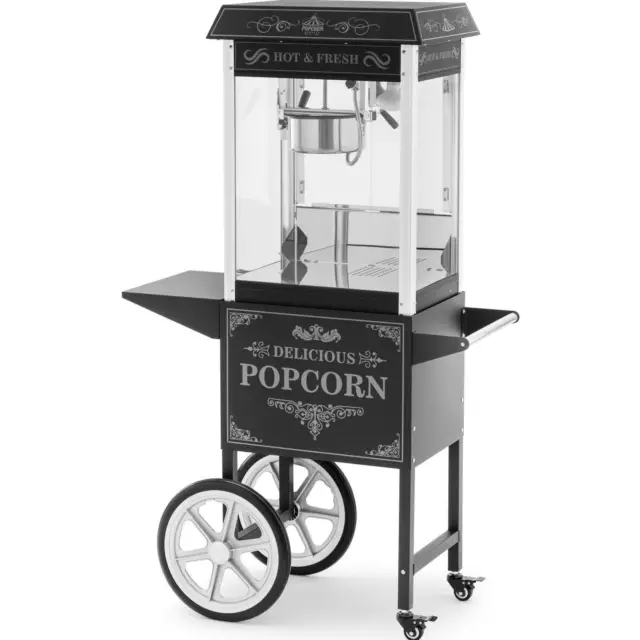 Popcornmaschine mit Wagen Retro-Design 150 / 180 °C schwarz Popcornmaker Automat