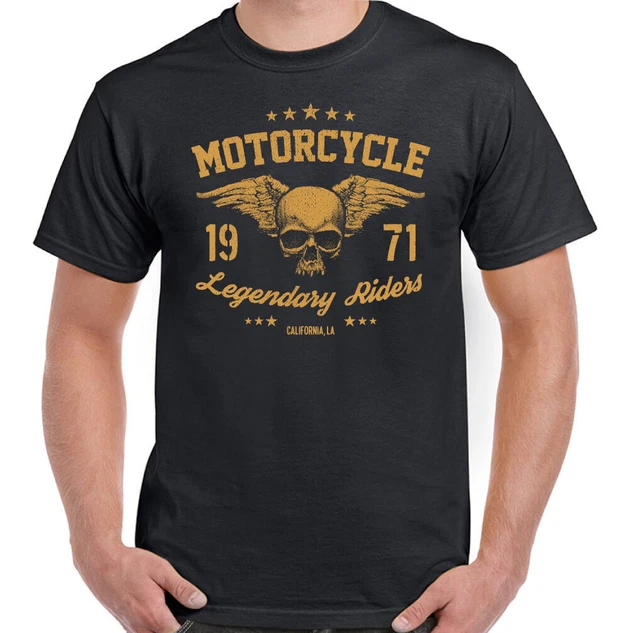 Motorcycle Legendary Riders T-Shirt Mens Biker Motorbike Bike Cafe Racer Custom