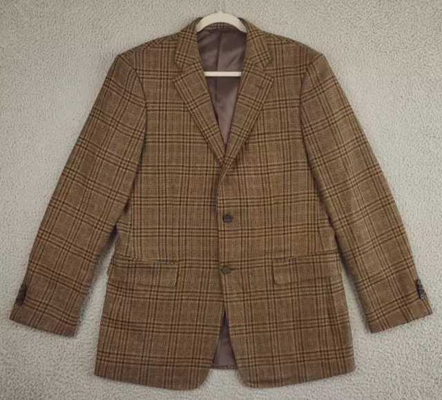 John W. Nordstrom *NWOT* Cashmere Sport Coat 2 Btn. Vented Brown Plaid Size 40L