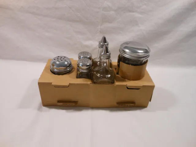 Gemco Vintage Condiment Dispensers Set w/Salt & Pepper, Oil & Vinegar, + MORE