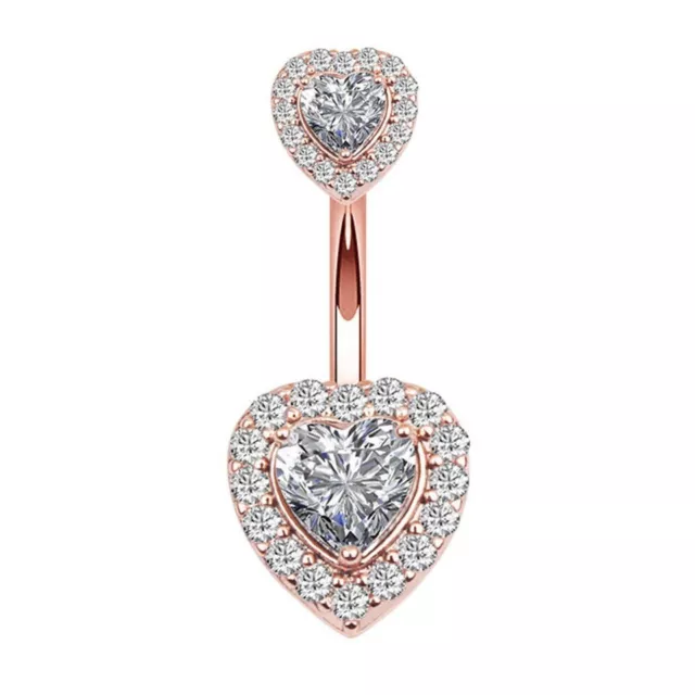 2Ct Heart Cut Lab Created Diamond New Trending Belly Ring 14k Rose Gold Plated