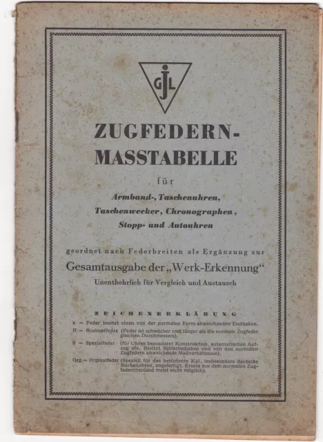 alter Katalog Georg Jacob GmbH LEIPZIG um 1950 Zugfedern Masstabelle     ( 4604