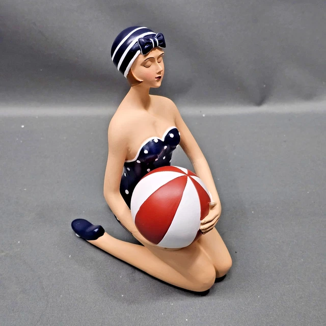 Dekofigur Badedame Retro - 22,5cm Vintage Figur Für Badezimmer Deko