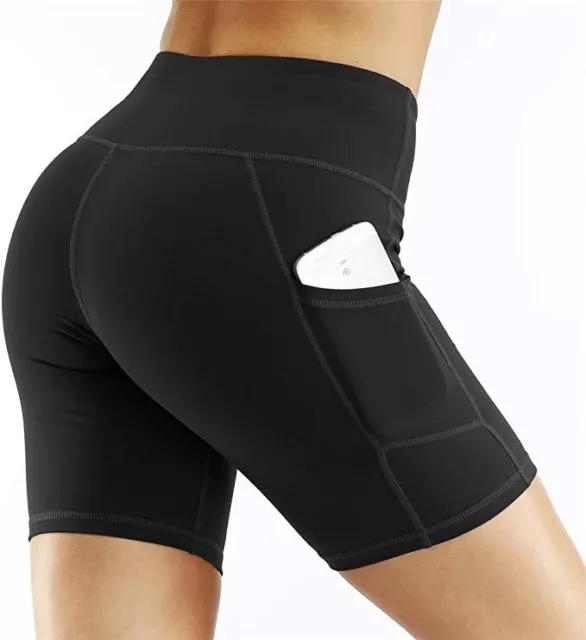 Damen Yoga Lauf Fitness-Shorts weiche Seitentasche für Training 2XL (220904) 3