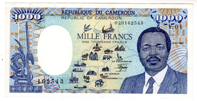 CAMEROUN  Billet 1000 FRANCS 01/01/1985 P25 ELEPHANT PRESIDENT XF