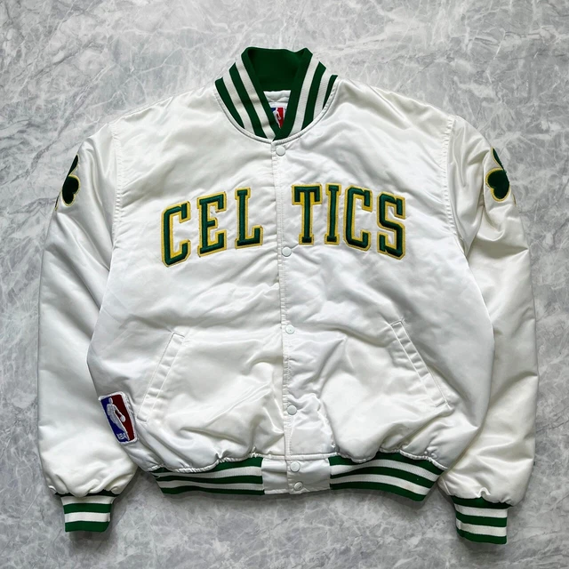 RARE VTG 90s NBA BOSTON CELTICS STARTER SATIN BOMBER JACKET WHITE SIZE XL RARE VTG 90s NBA BOSTON CELTICS STARTER SATIN BOMBER JACKET WHITE SIZE XL