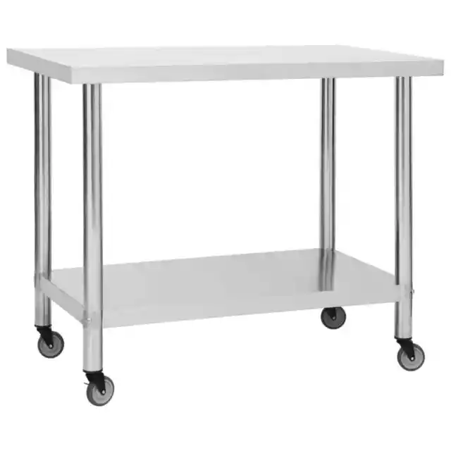 Table de travail de cuisine avec roues 100x30x85 cm Inox