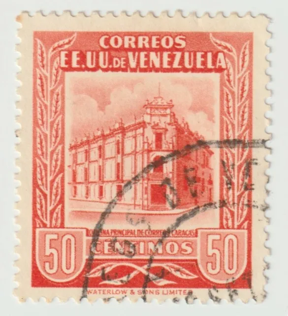 1953 Venezuela - Caracas Post Office "EE. UU. " - 50 C Stamp
